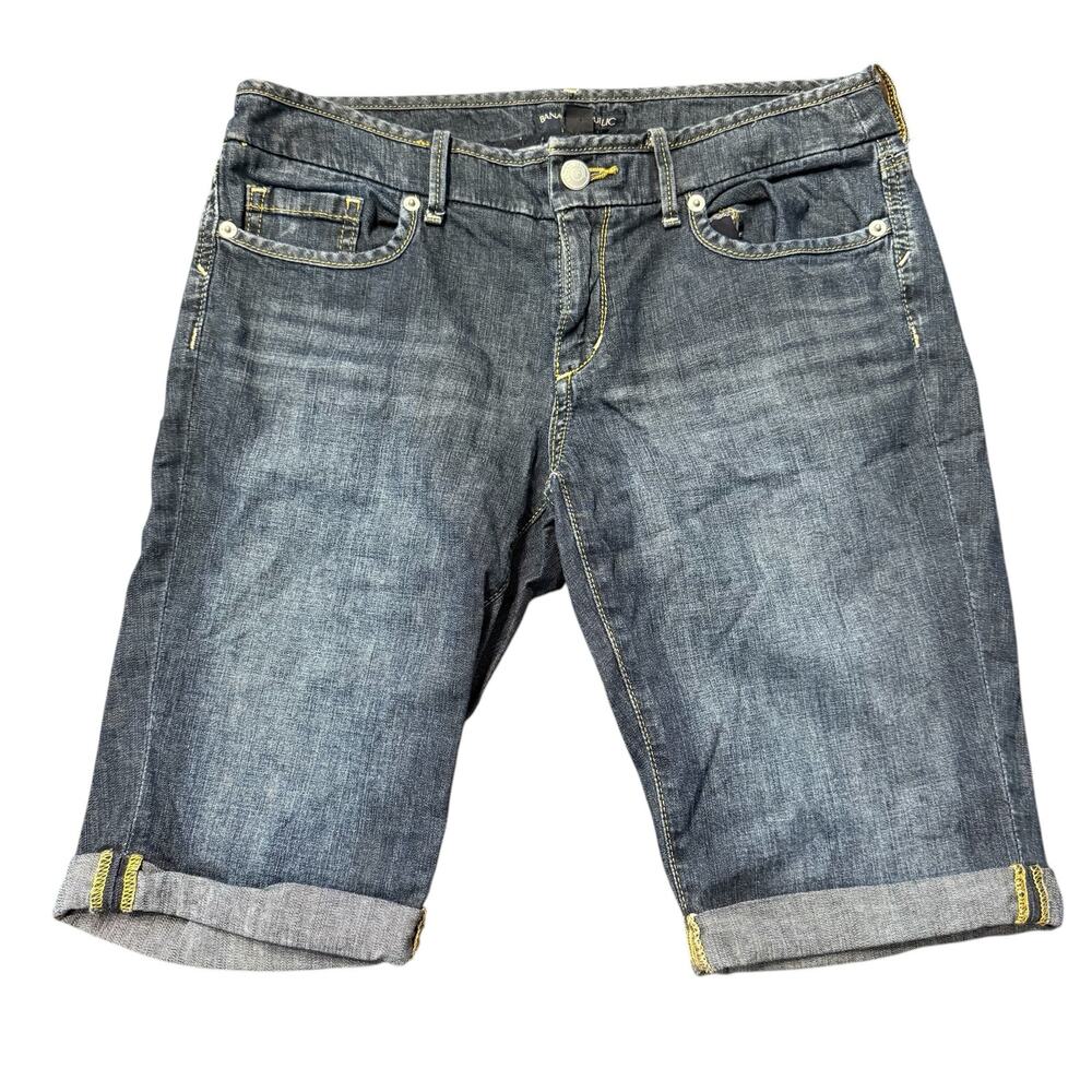 Banana Republic Jean shorts, Bermuda length, roll up, stretch, Size 28/6